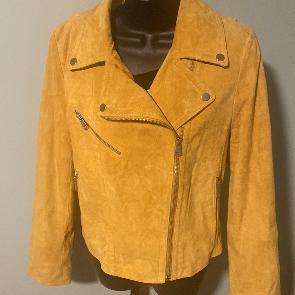 NWT BAGATELLE.NYC MOTO GOLD SUEDE JACKET - Picture 2 of 15